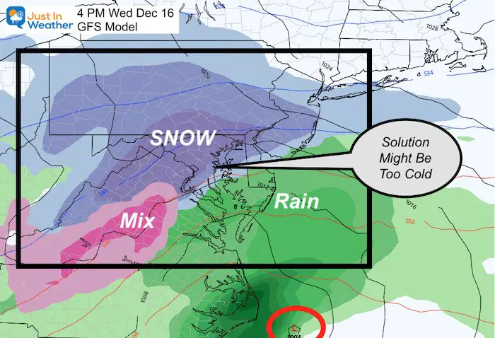 December 12 weather snow Wednesday GFS