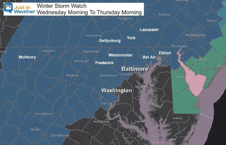 December 14 Winter Storm Watch Wednesday