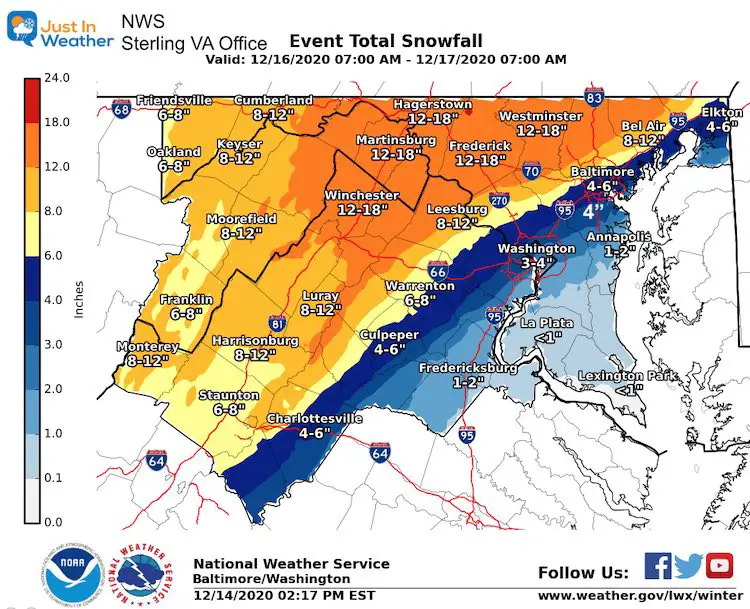 December 14 snow storm forecast National Weather Service Sterling