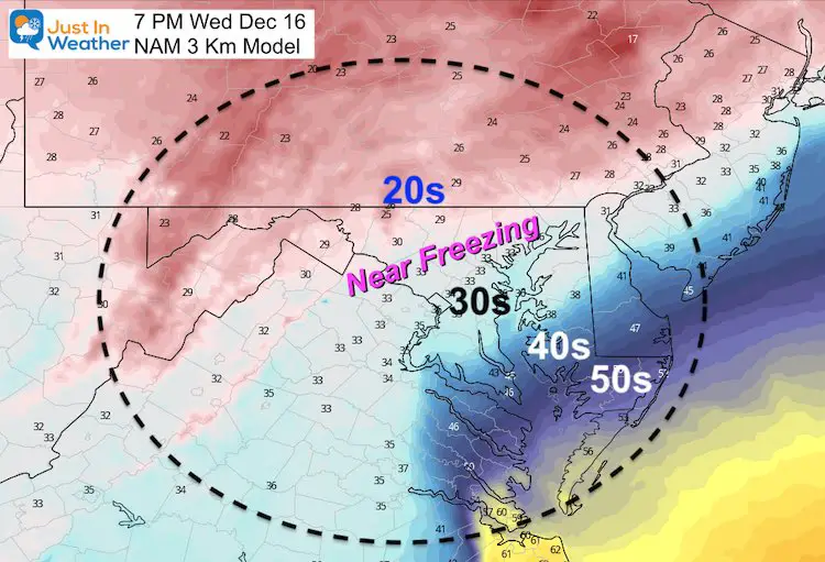 December 14 weather temperature Wednesday Evening