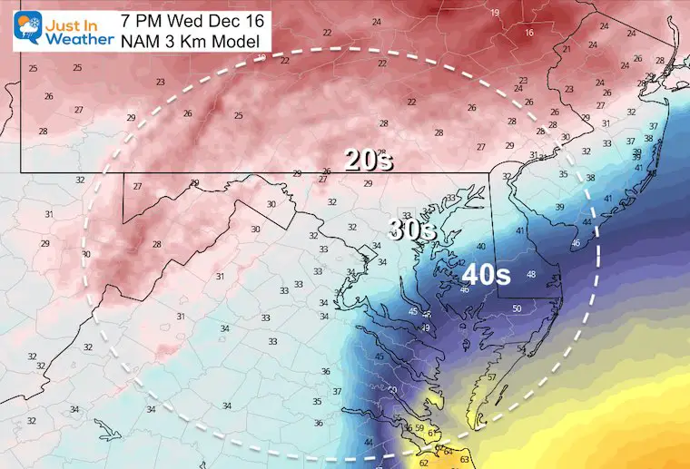 December 15 weather storm temperatures Wednesday 7 PM