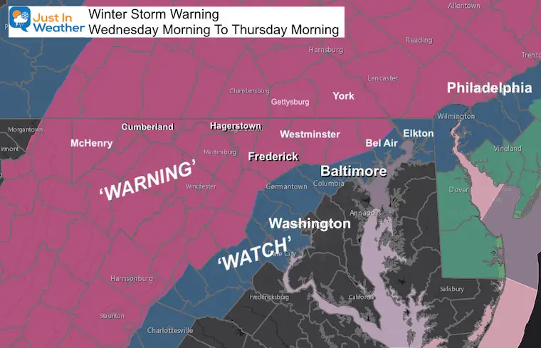 December 15 winter storm warning Wednesday