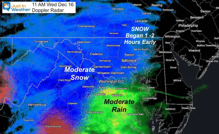 December 16 weather snow 11 AM Doppler