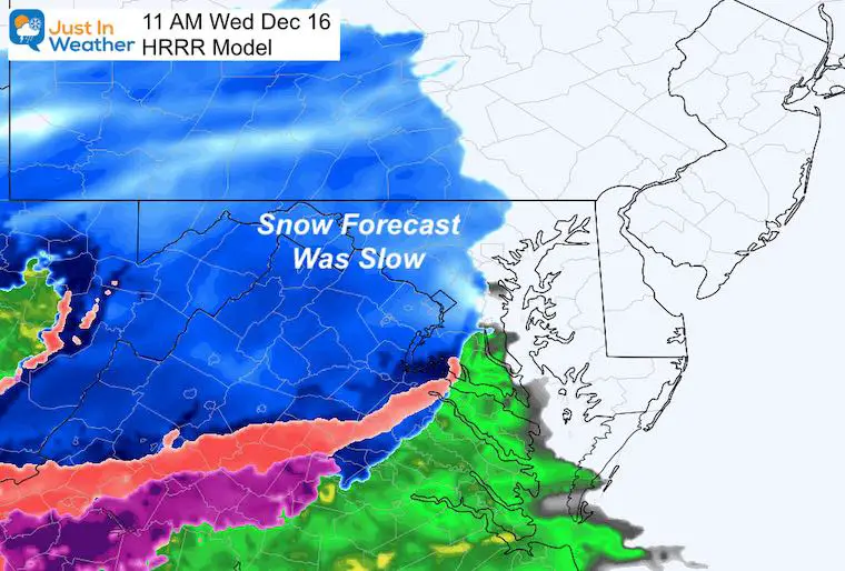 December 16 weather snow 11 AM HRRR