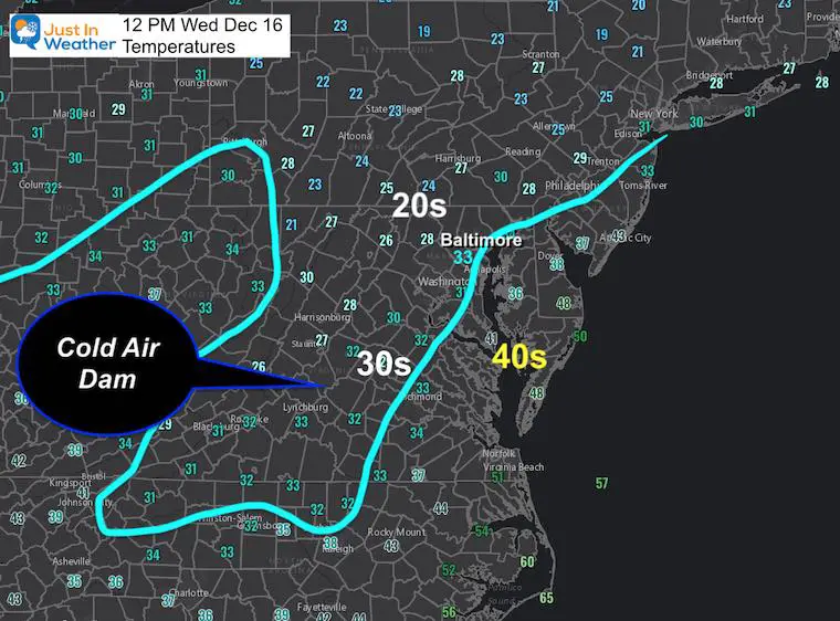 December 16 weather storm 12 PM temperatures