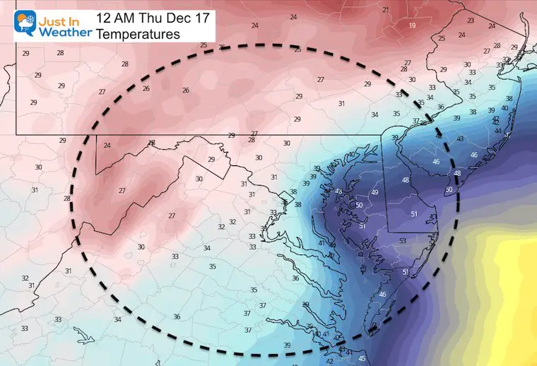 December 16 weather temperatures Thursday 12 AM