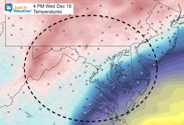 December 16 weather temperatures Thursday 4 PM