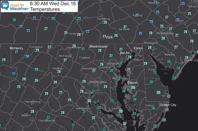 December 16 weather temperatures morning