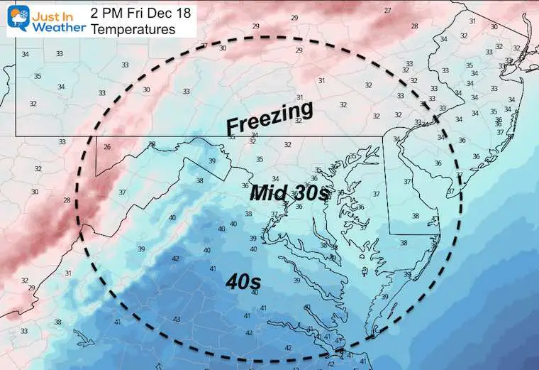 December 17 weather temperatures Friday 2 PM