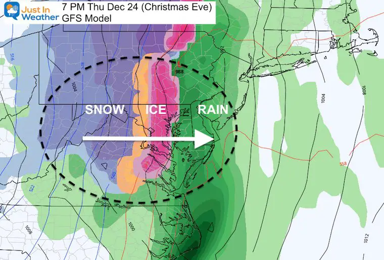 December 18 storm ice snow Christmas Eve GFS