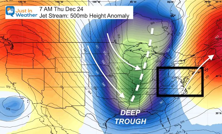 December 18 storm jet stream Christmas eve USA