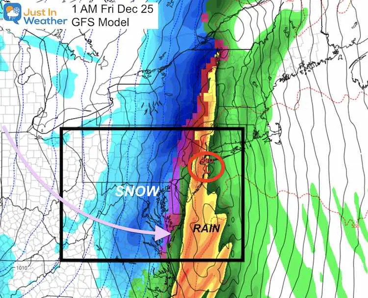 December 18 weather rain snow Christmas Morning close