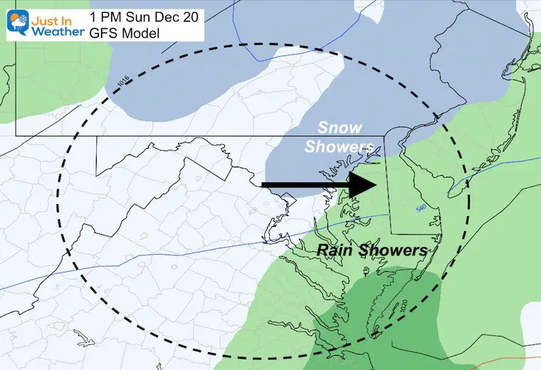 December 18 weather snow rain Sunday 1 PM