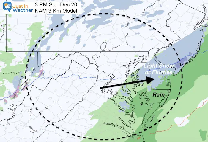 December 19 weather Sunday afternoon NAM