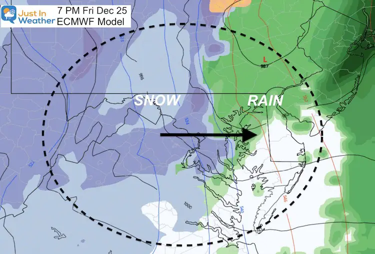 December 19 weather snow rain Christmas ECMWF