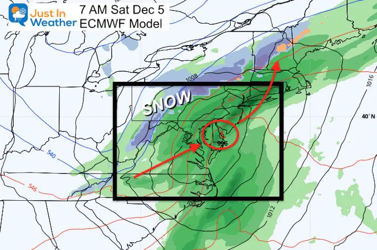 December 2 weather storm snow Saturday ECMWF Model