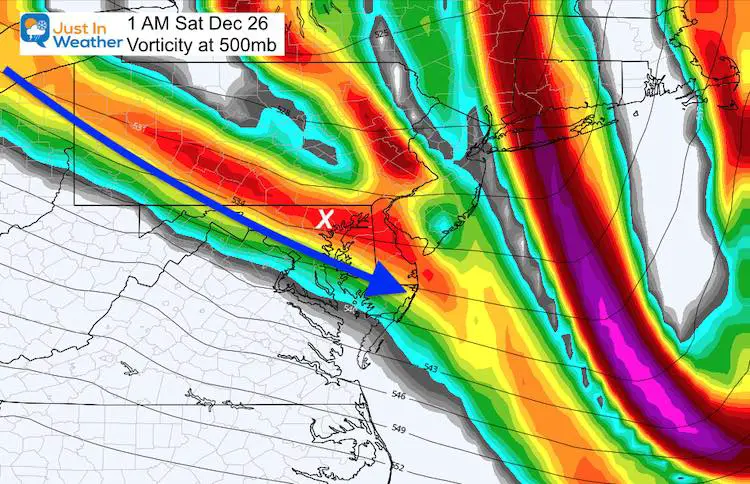 December 22 weather Christmas snow vorticity Saturday AM 1 close