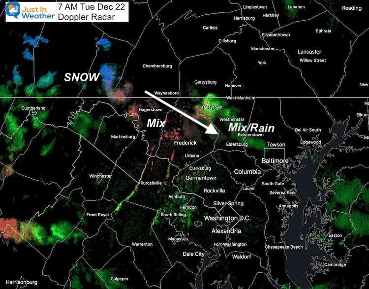 December 22 weather Tuesday morning radar 7 AM