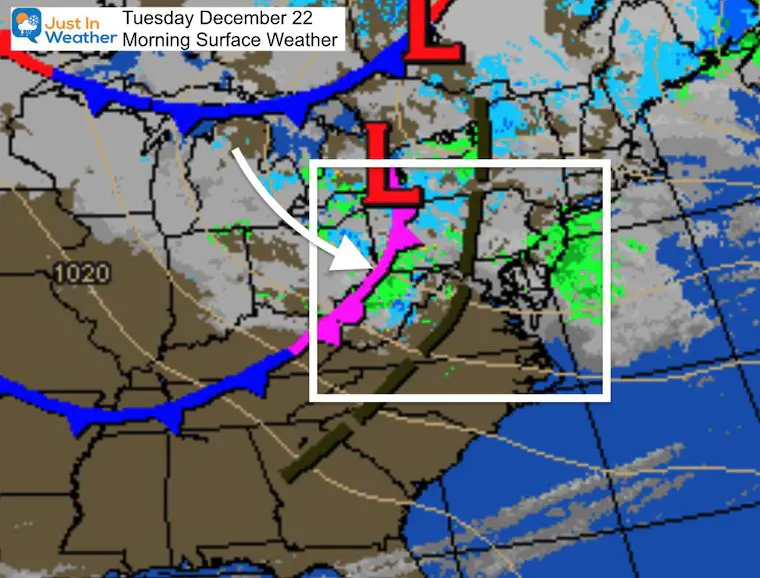 December 22 weather Tuesday morning