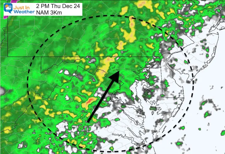 December 23 Christmas Eve rain Thursday 2 PM