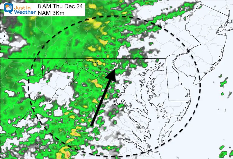 December 23 Christmas Eve rain Thursday 8 AM