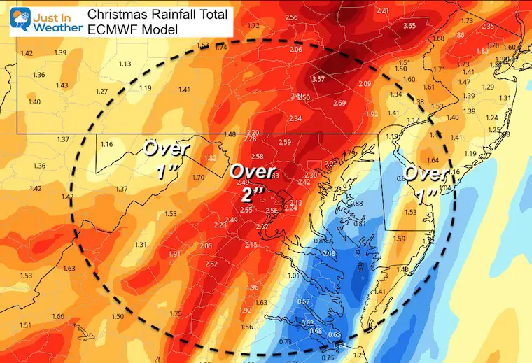 December 23 Christmas rain ECMWF