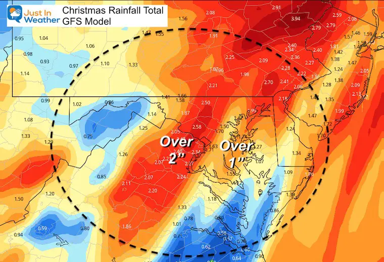 December 23 Christmas rain GFS