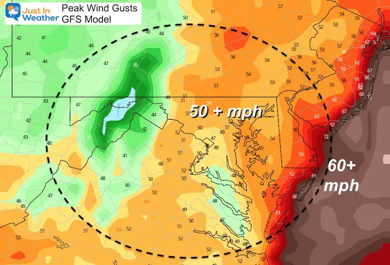 December 24 Christmas Eve Peak Wind Gusts