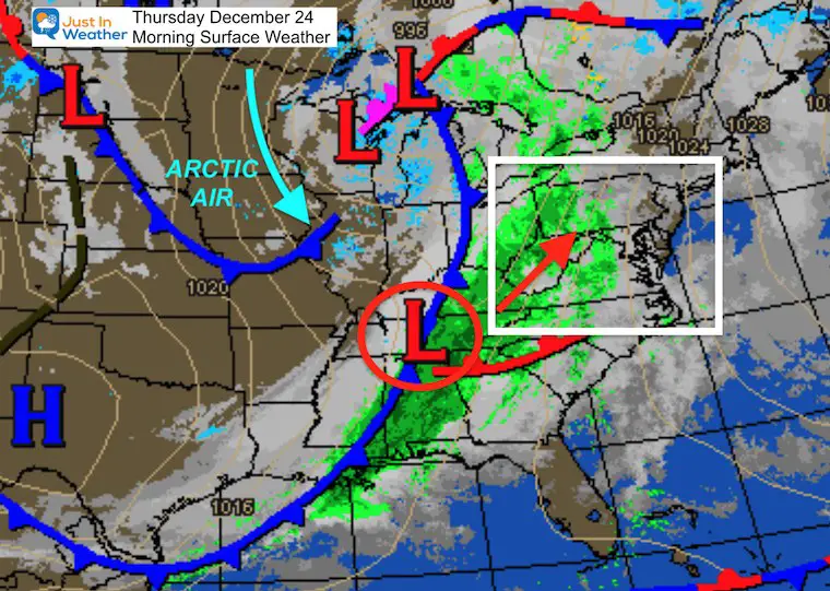 December 24 Christmas Eve morning map