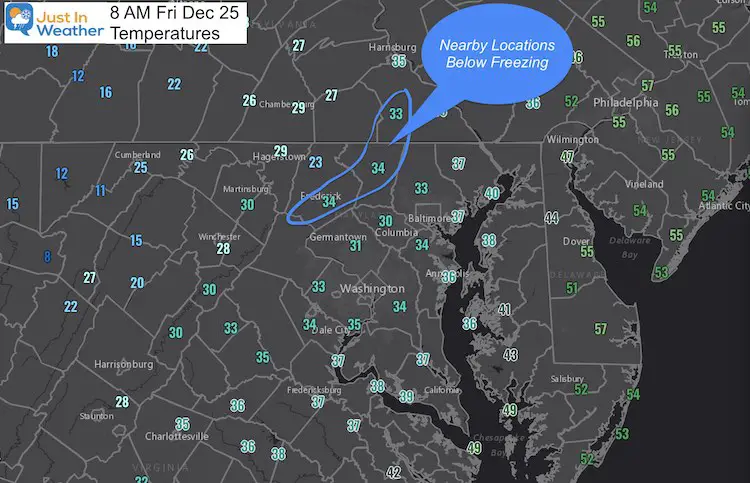 December 25 temperatures Friday 8 AM