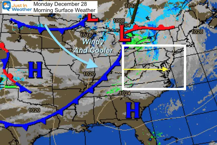 December 28 weather Monday morning