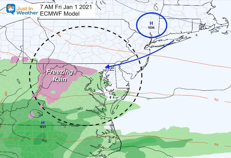 December 28 weather New Years Day 2021 Freezing Rain ice ECMWF