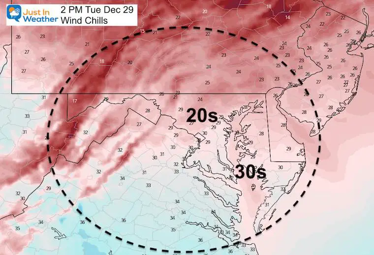 December 29 weather wind chills Tuesday