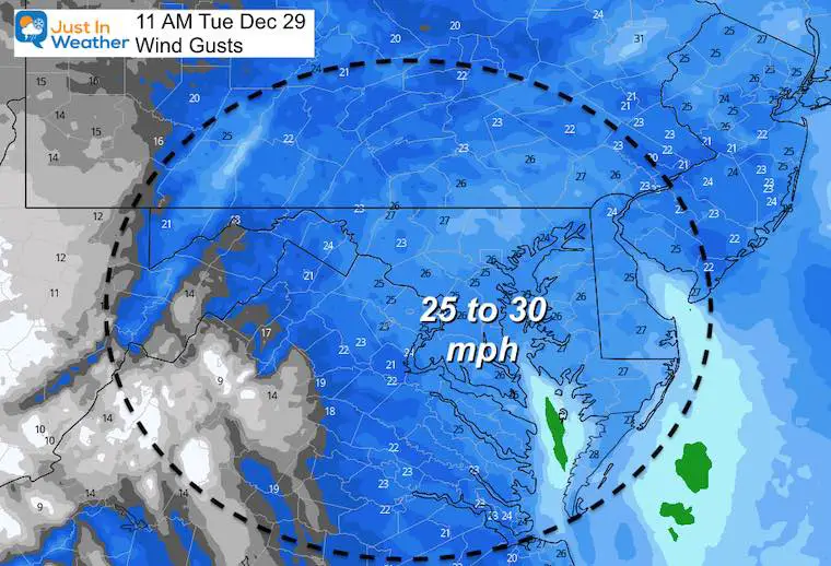 December 29 weather wind gusts Tuesday