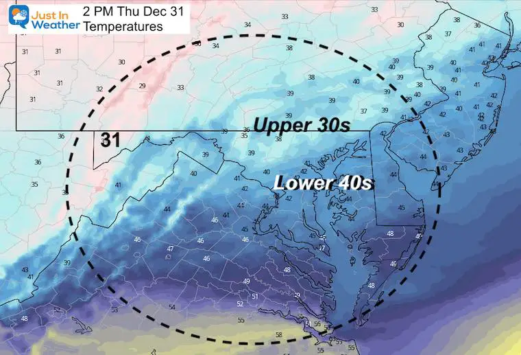 December 30 weather Thursday temperatures afternoon