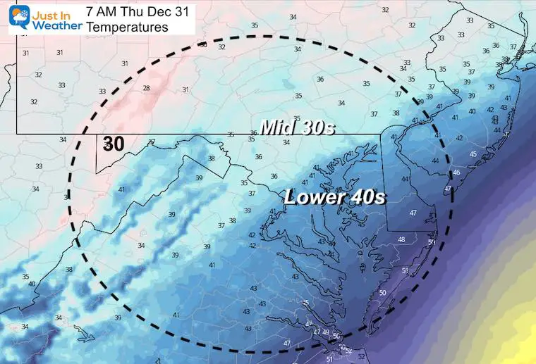 December 30 weather Thursday temperatures morning