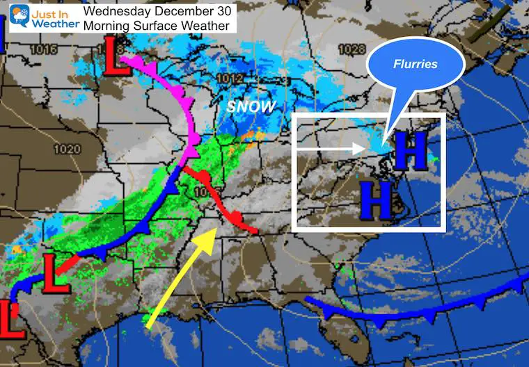 December 30 weather Wednesday morning