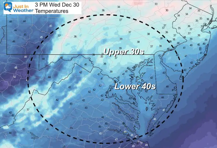 December 30 weather Wednesday temperatures afternoon