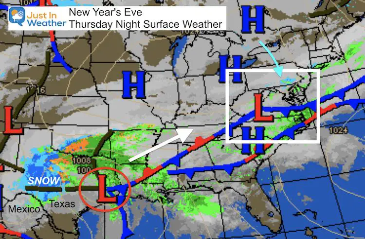 December 31 weather New Years Eve storm map