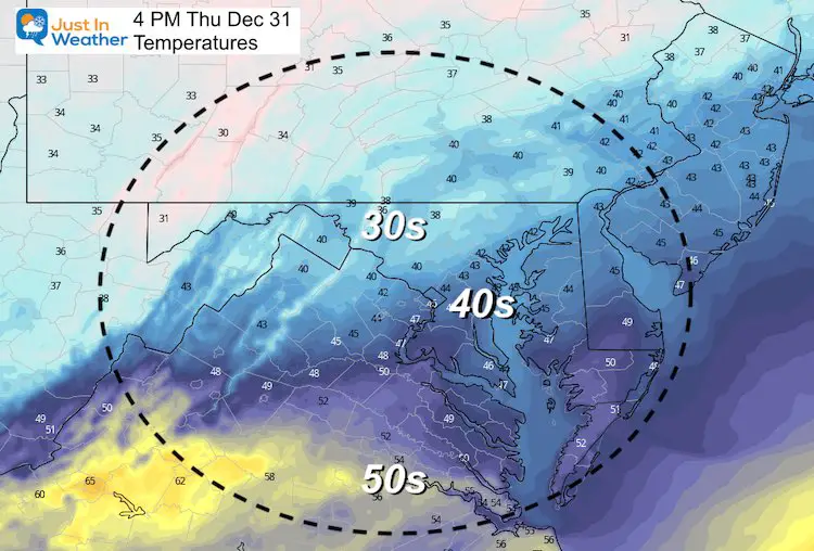 December 31 weather temperatures afternoon