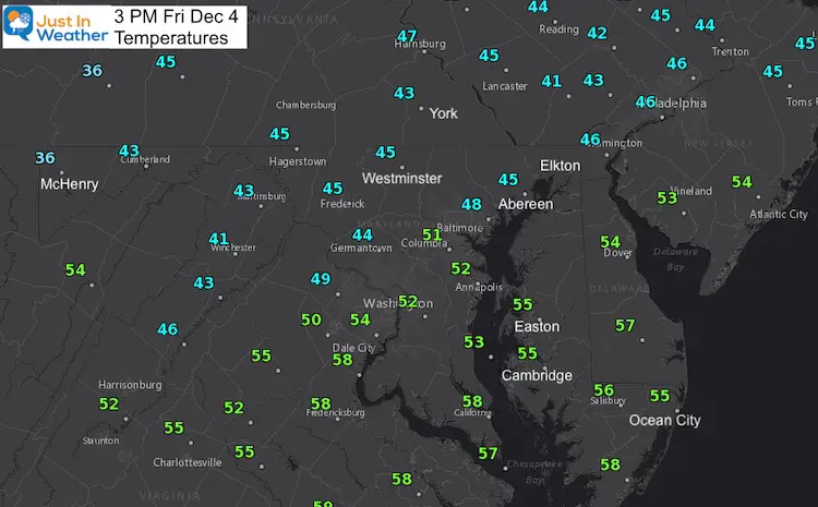 December 4 temperatures Friday afternoon