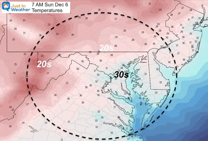 December 4 weather temperatures Sunday morning