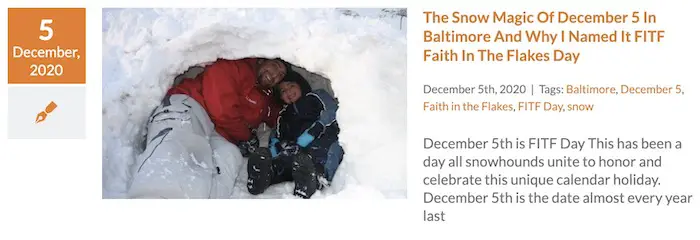 December 5 Snowfall History Start Of Faith in the Flakes