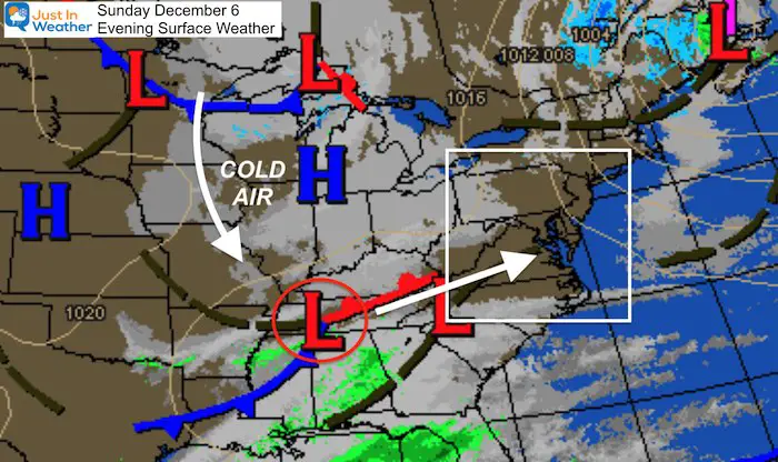 December 6 weather Sunday evening