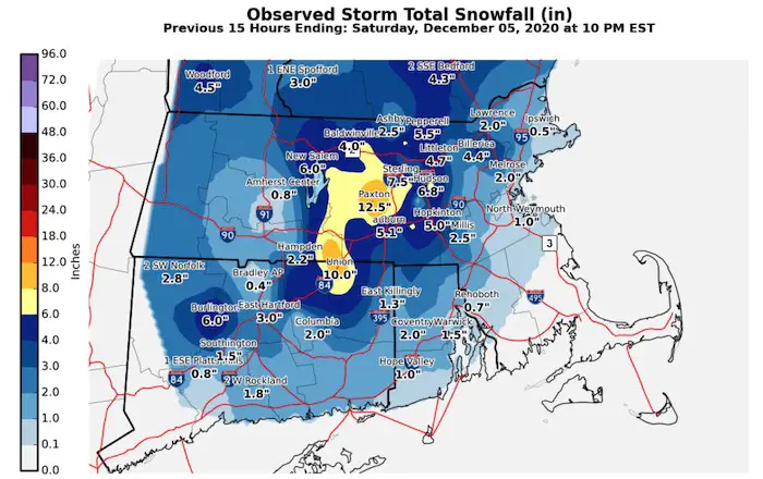 December 6 weather snow totals New England