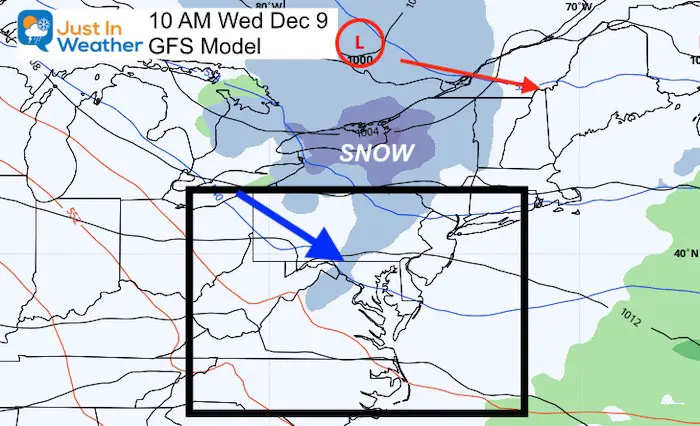 December 8 weather snow Wednesday GFS