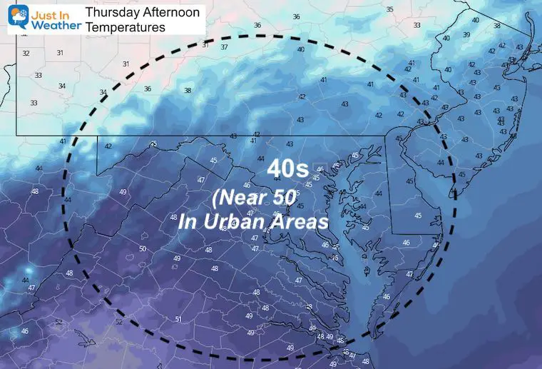 December 9 weather Thursday temperatures afternoon