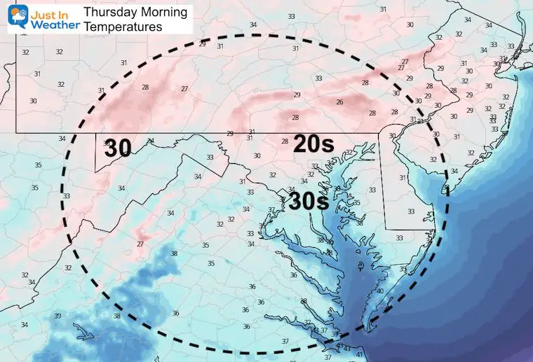 December 9 weather temperatures Thursday morning