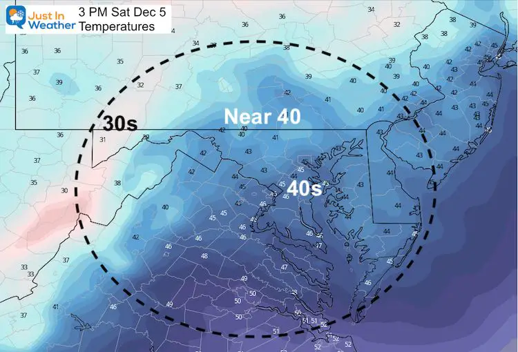 Decmeber 4 weather temperature Saturday afterrnoon