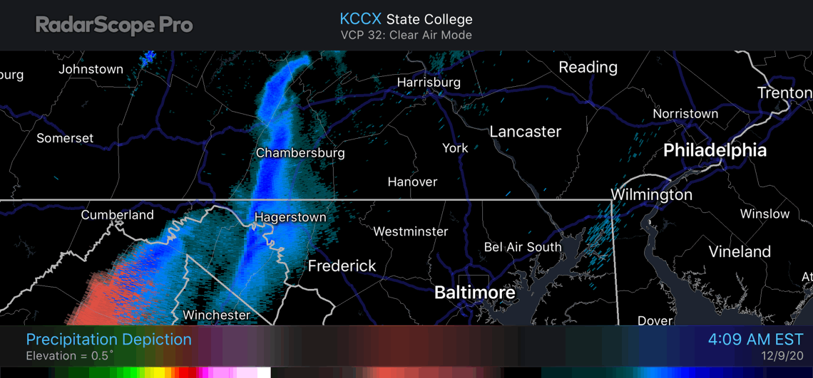 Doppler Radar snow December 9